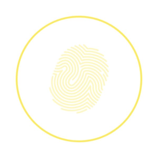 Empreinte digitale jaune, symbole d’identité
